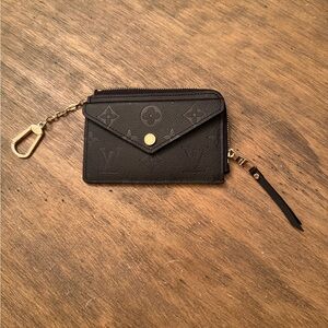 Louis Vuitton Black Monogram Wallet Coin Pocket wristlet key rip